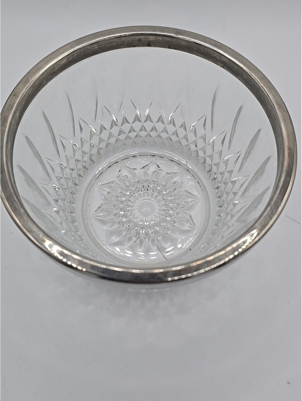 Reims France Beautiful Crystal Bowl With Silver Plate Rim 4.25w top x 2.25t